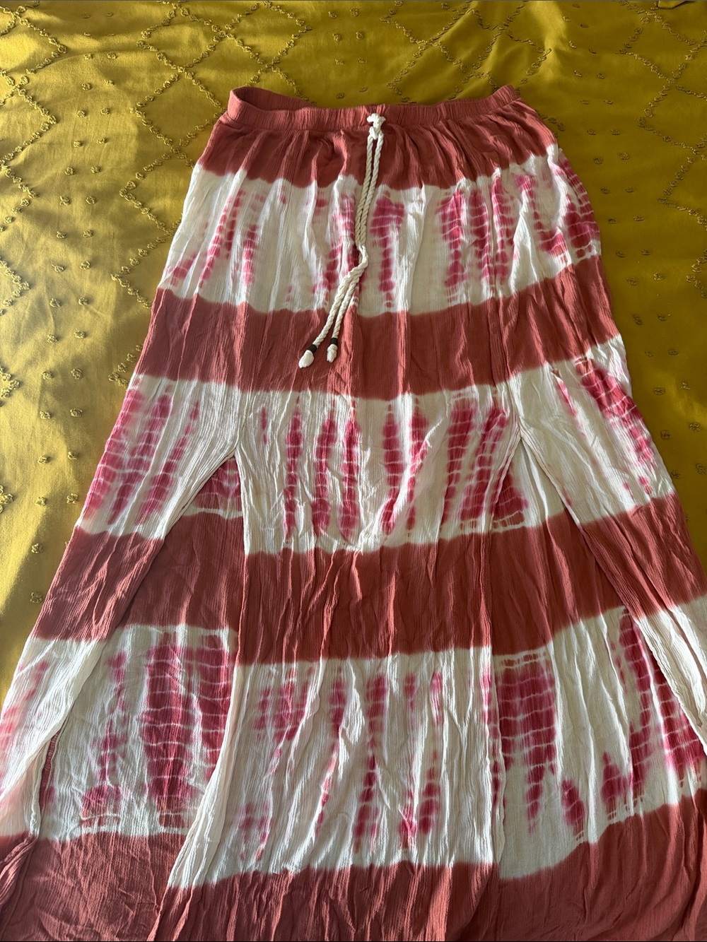 Mossimo Supply Co. 2 piece Pink & White Tie-Dye Tiered Maxi Skirt
